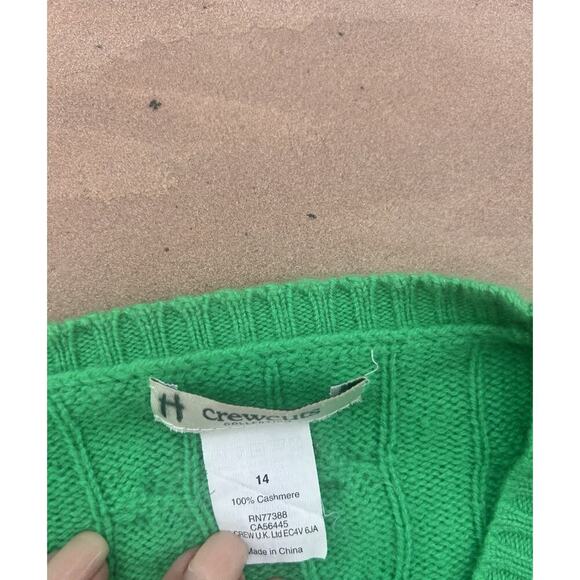 Crewcuts Green 100% Cashmere Cable Knit Crew Neck Sweater Size 14 - Picture 2 of 3